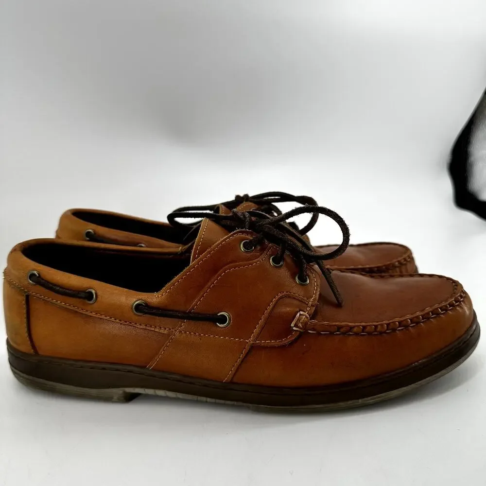 Allen Edmonds Eastport Boat Shoes Leather Slip On Lace Up Casual Tan 12EEE